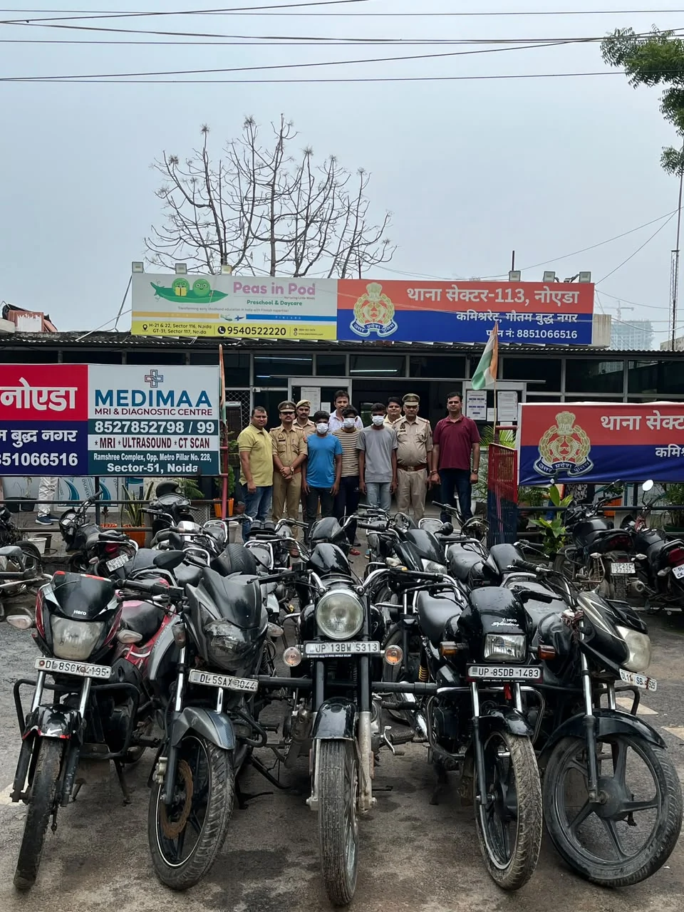 नोएडा: वाहन चोर गिरोह का पर्दाफाश, 14 चोरी की मोटरसाइकिलों के साथ तीन गिरफ्तार