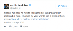 Sachine answer the tweet of king khan