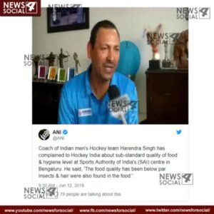 hockey coach complains about food quality at sai bugs hair in players 3 news4social -
