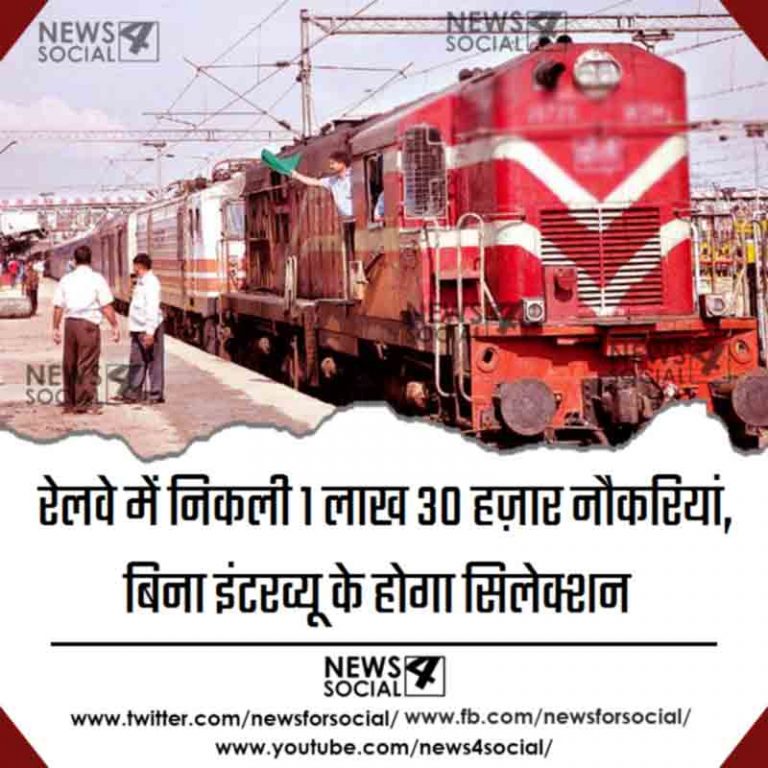 रेलवे में निकली 1 लाख 30 हज़ार नौकरियां , बिना इंटरव्यू के होगा सिलेक्शन