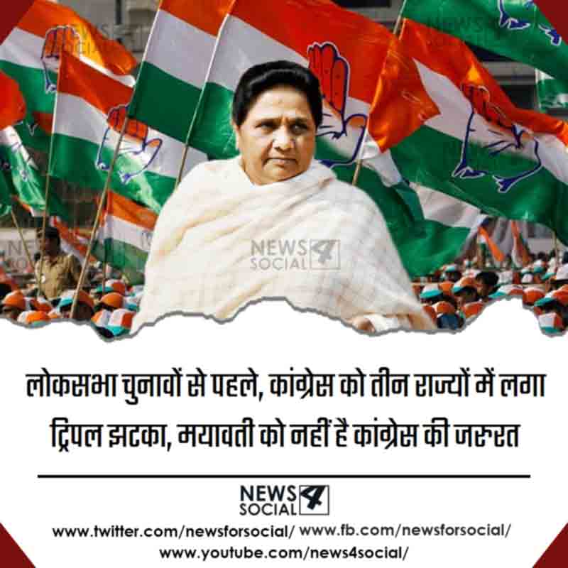 big-setback-for-congress-before-elections-mayawati-says-on-congress-bsp-alliance-news4social