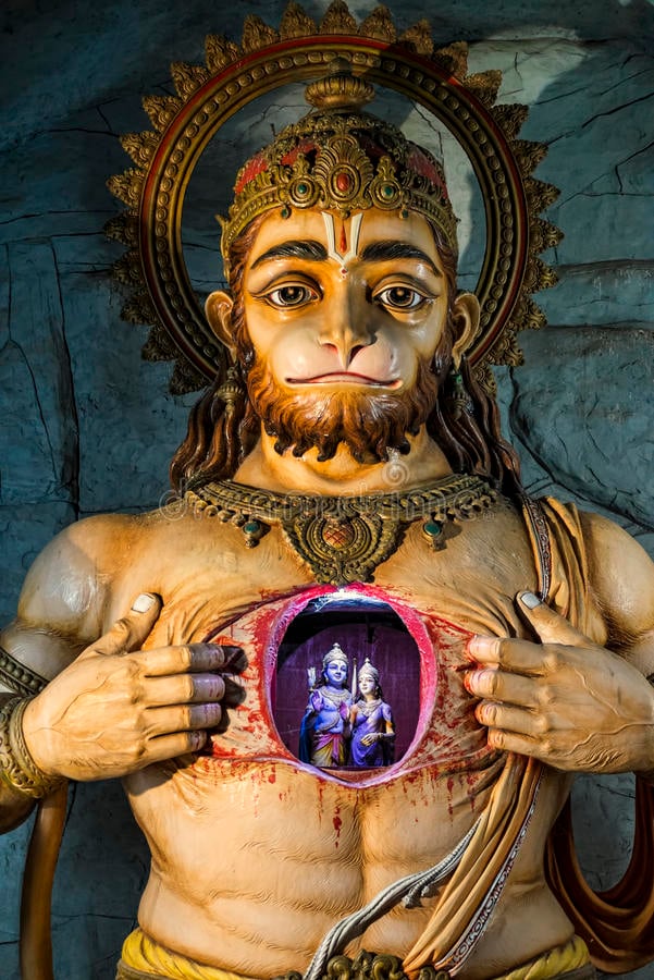 illuminated statue hanuman showing rama sita parmath niketan ashram rishikesh 41935667 -