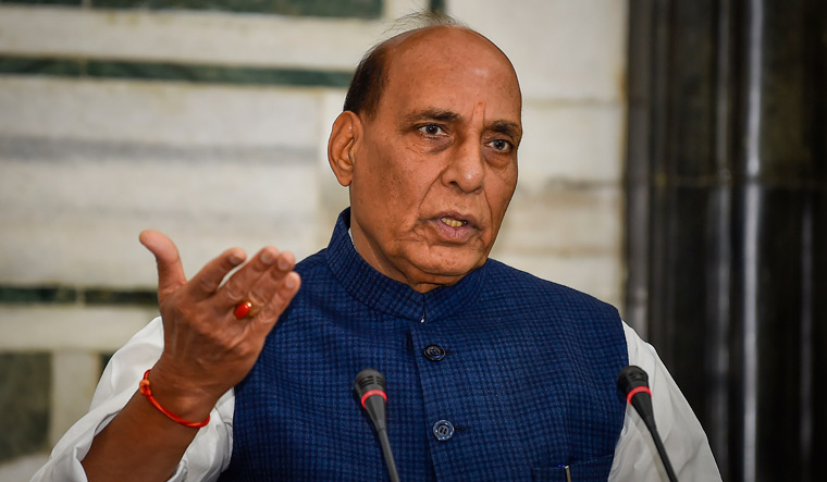 Defence Minister Rajnath Singh talks feb24 2020 pti